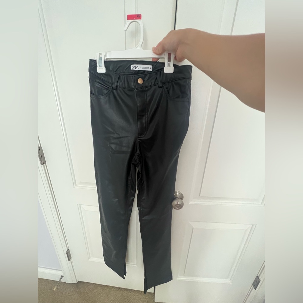 Black leather ZARA jeans